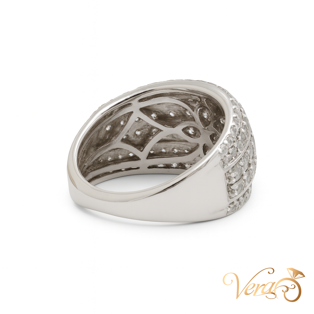 10K White Gold Pavé Diamond Band Ring with 2.50 ct Natural Diamonds, Size 7, 5.54g