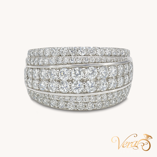 10K White Gold Pavé Diamond Band Ring with 2.50 ct Natural Diamonds, Size 7, 5.54g