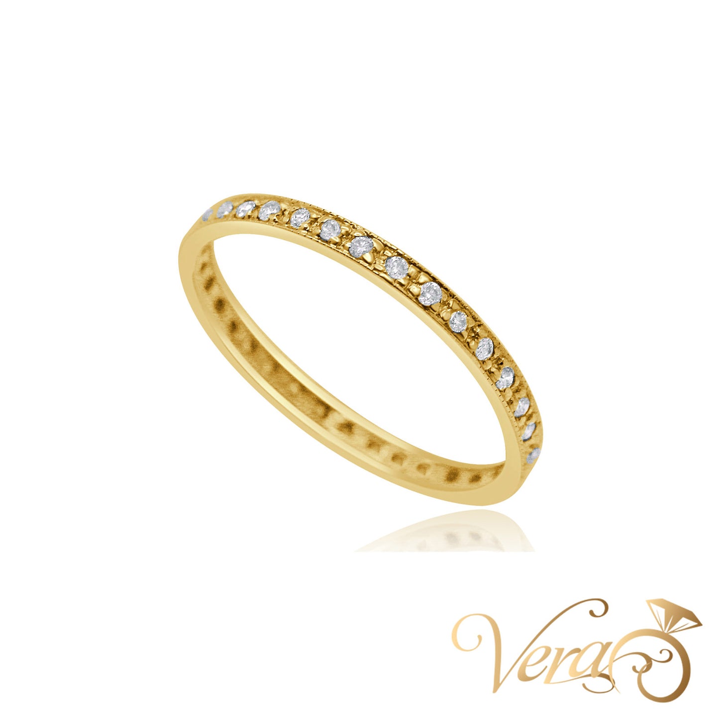 14K YG 1.0g 0.15 ct NAT Ring 7 Eternity - Vera Jewelry in Miami