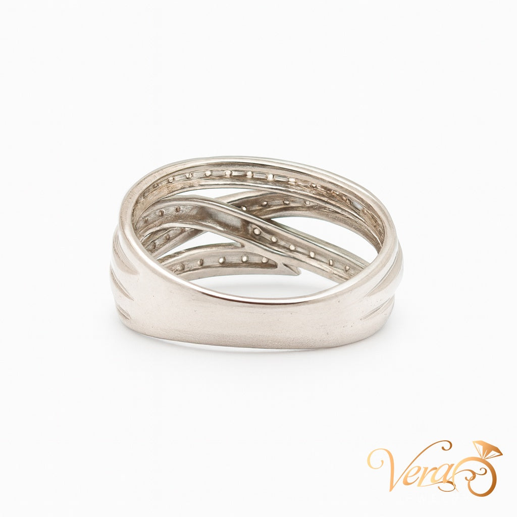 14K White Gold Tangled Band Ring with 0.70 ct Natural Diamonds, Size 7.75, 5.3g - Vera Jewelry in Miami