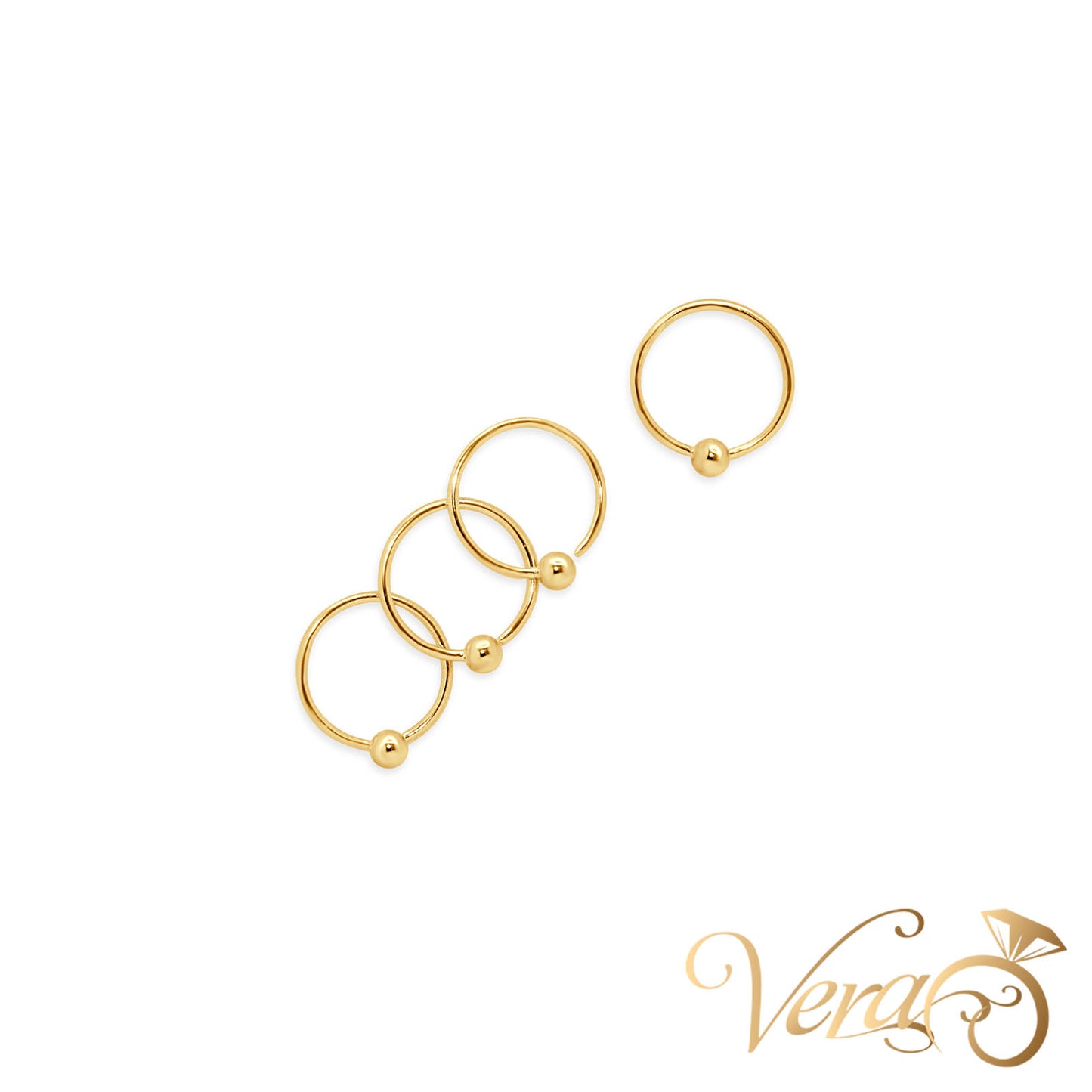 14K Yellow Gold Nose Earrings - Vera Jewelry in Miami