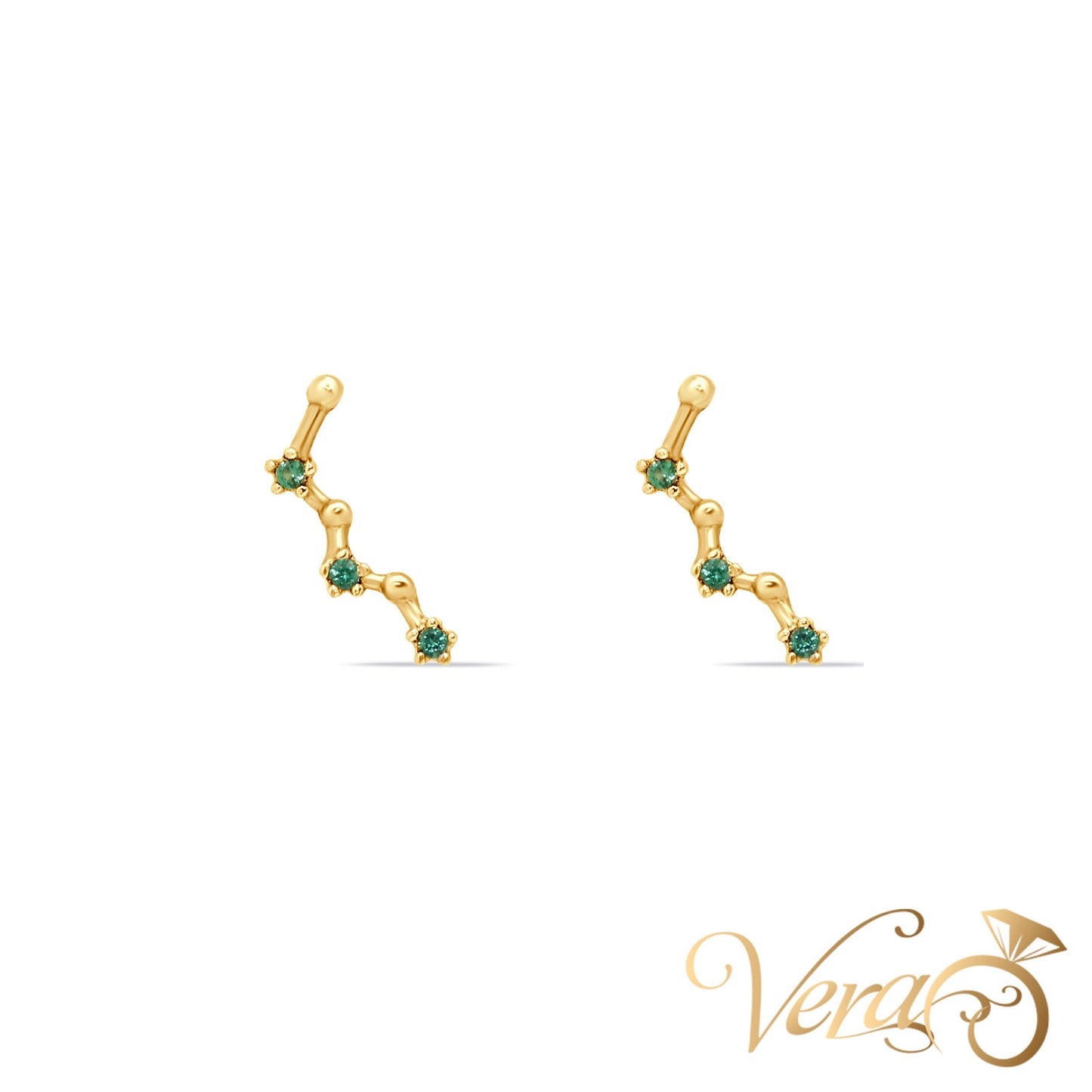 14K Yellow Gold Ear Piercing with CZ - Vera Jewelry in Miami