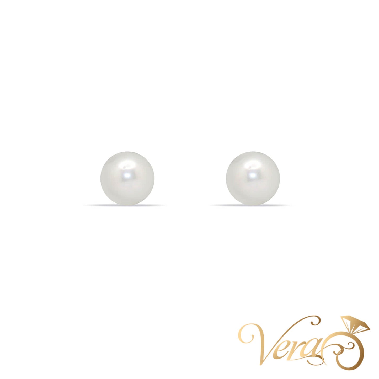 14K Yellow Gold Pearl Stud Earrings, 4mm - Vera Jewelry in Miami
