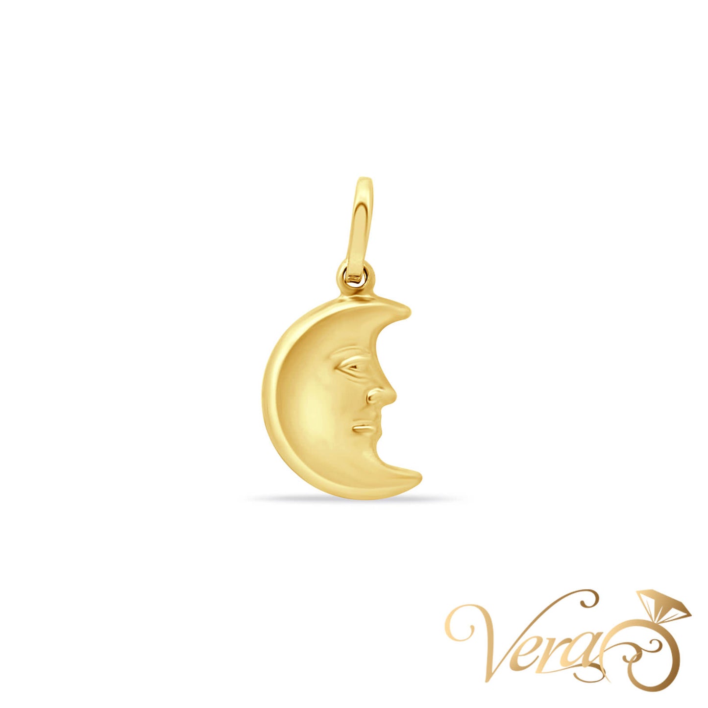 18K Yellow Gold Moon Pendant – 23mm
