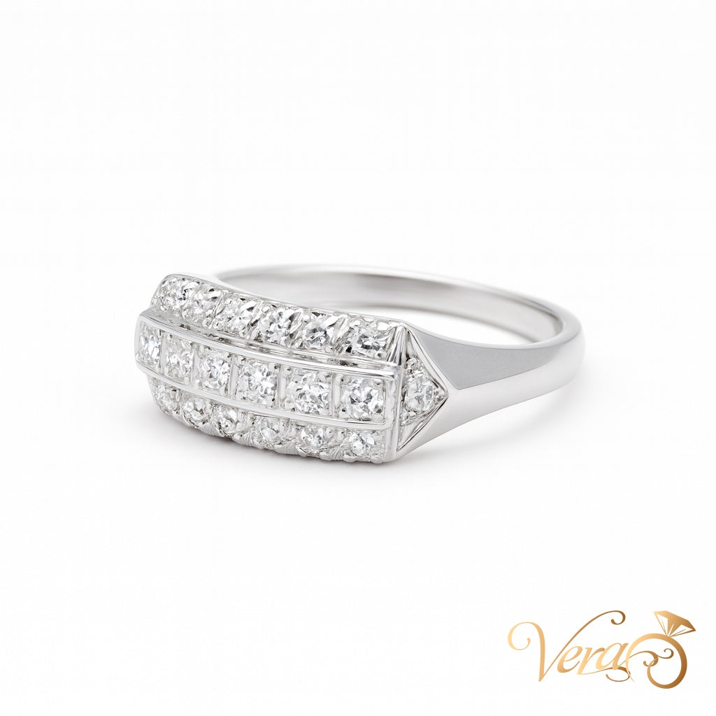 14K WG - 2.9g - NAT - Ring - 7.25 sz 0.60 ct - Pave Diamond Band