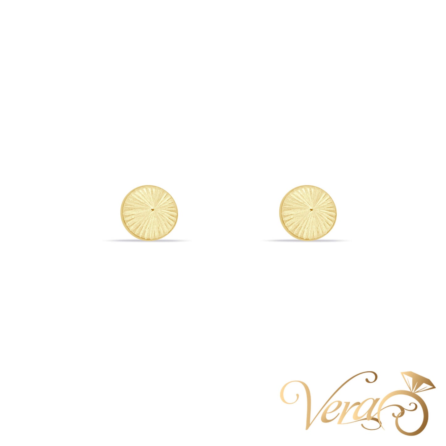 14K Yellow Gold Round Textured Stud Earrings, 6mm - Vera Jewelry in Miami