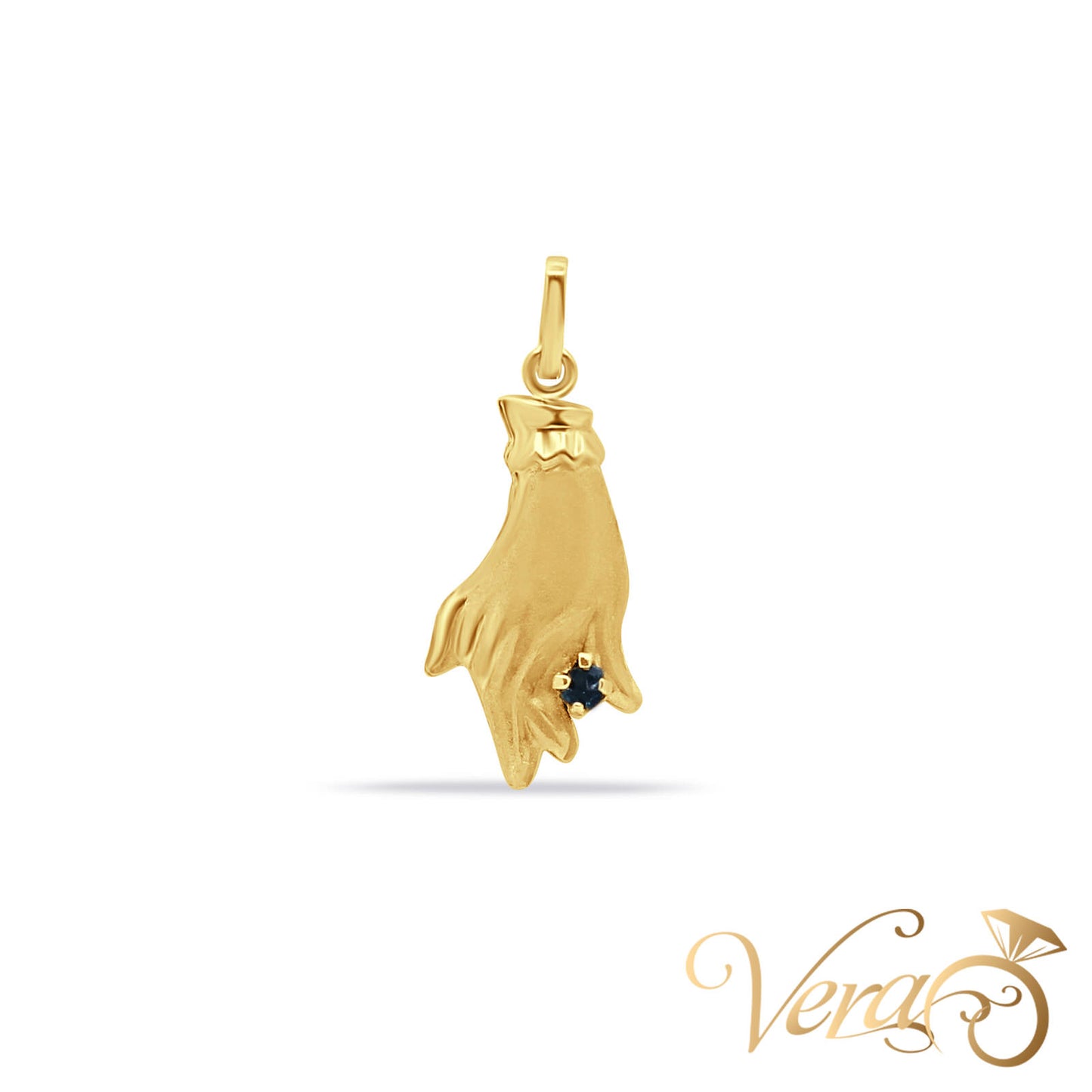 18K Yellow Gold Hand Pendant with Sapphire