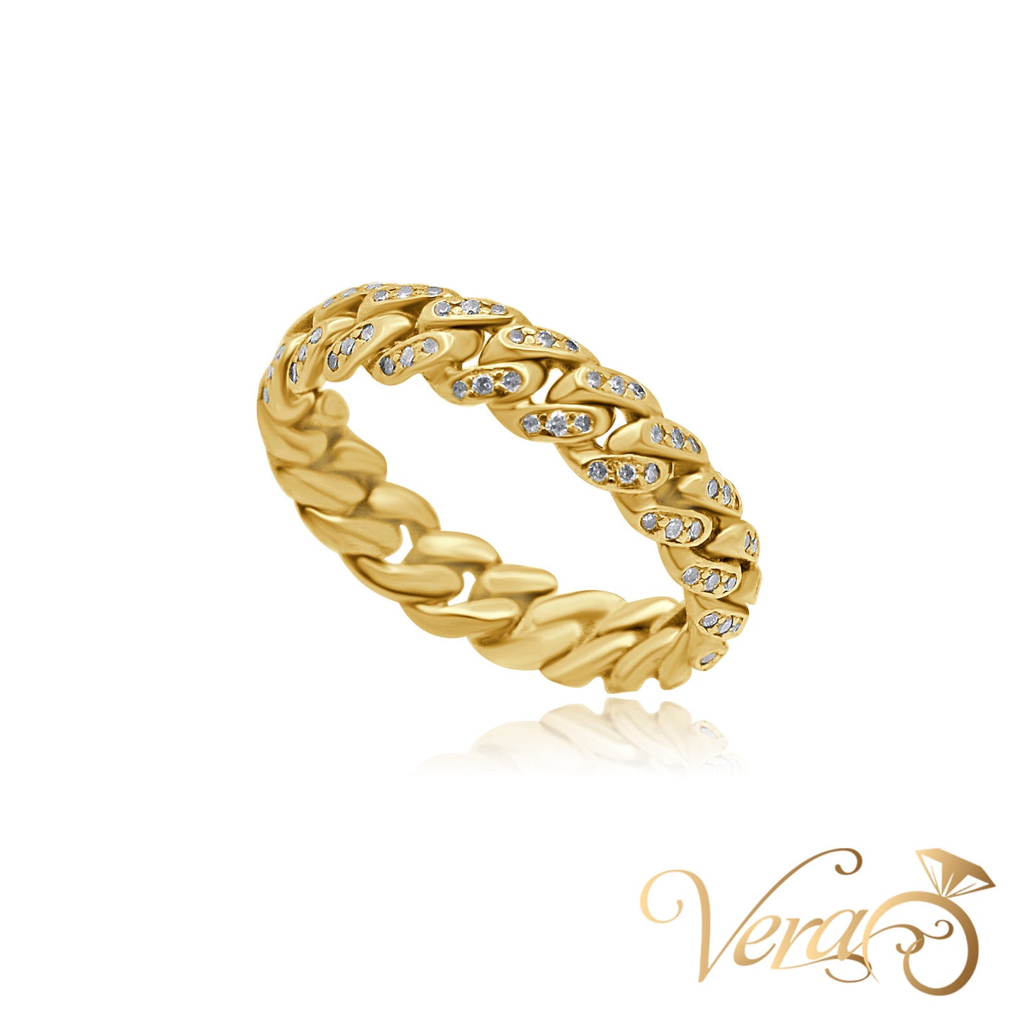 14K YG 4.6g NAT Ring 8.5 sz Cuban Link