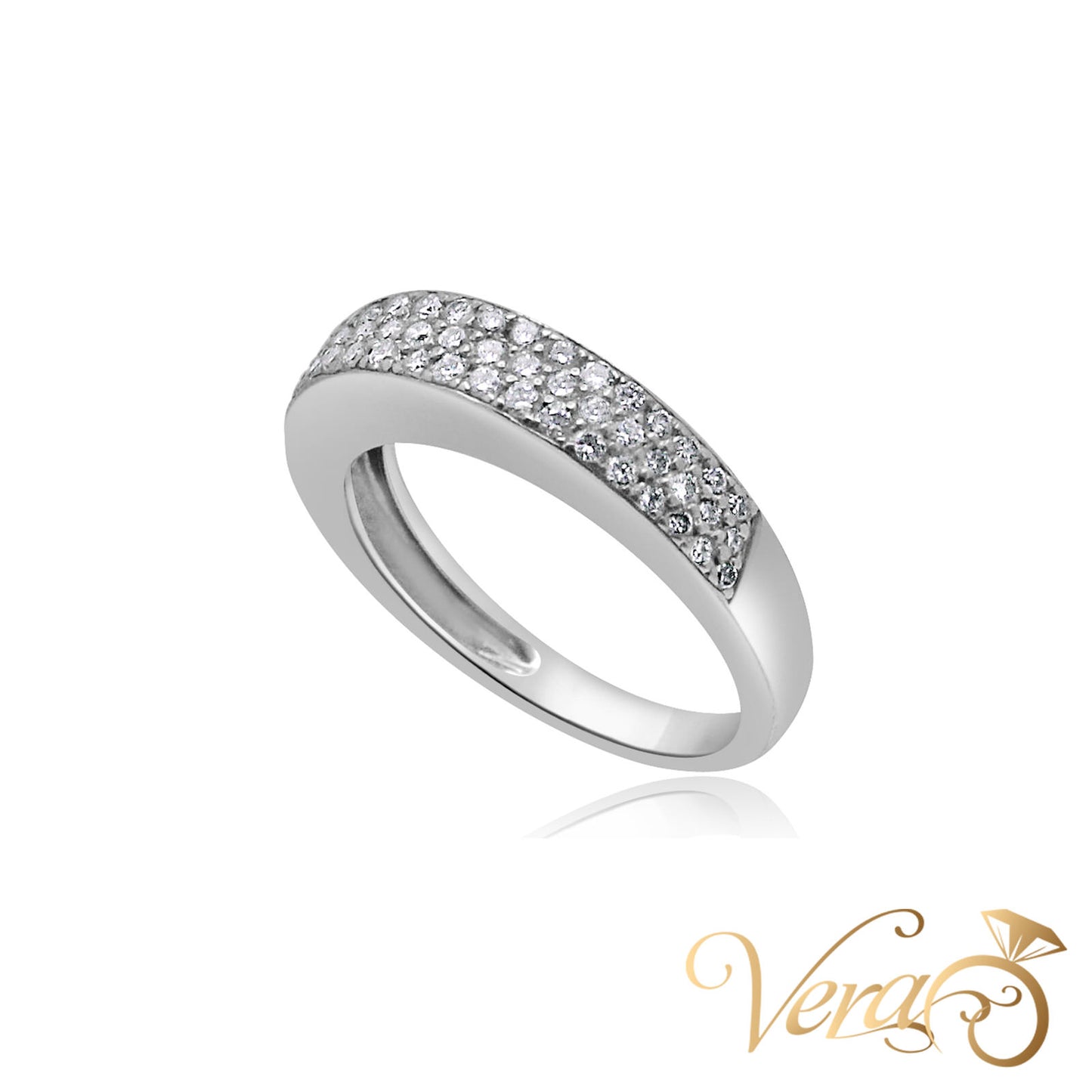 18K WG Pave Diamond Band Ring 0.30 ct NAT, Size 6, 3.6g