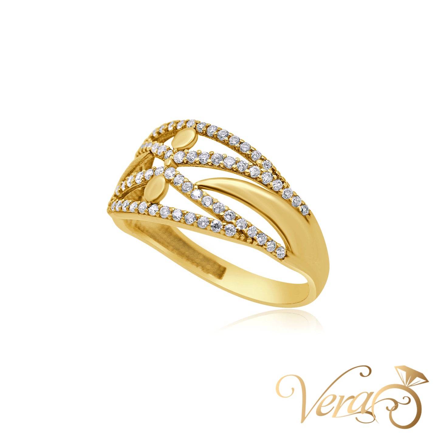 10K YG Women Ring CZ, Size 8.25, 2.2g