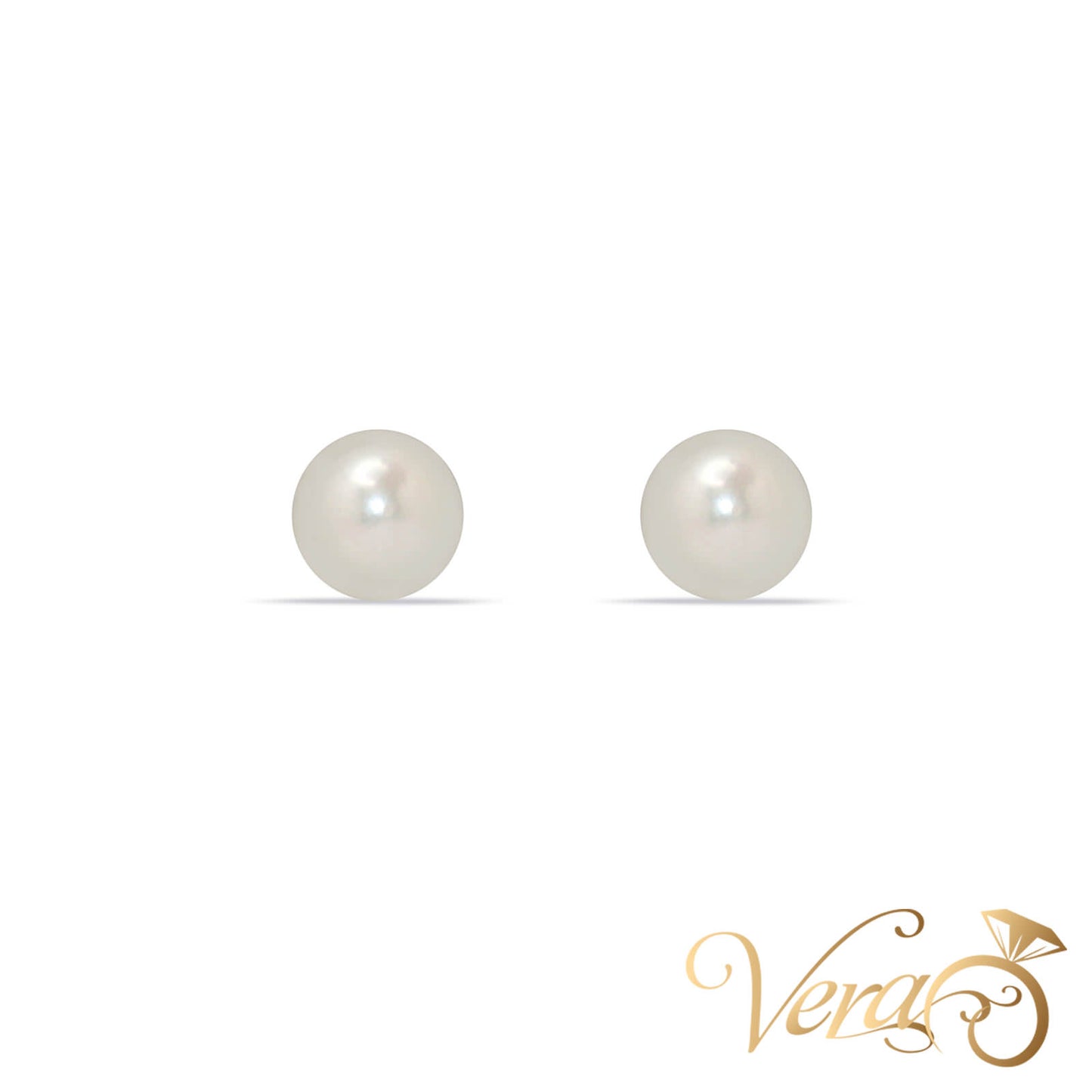 14K Yellow Gold Pearl Stud Earrings, 6mm, 0.93g