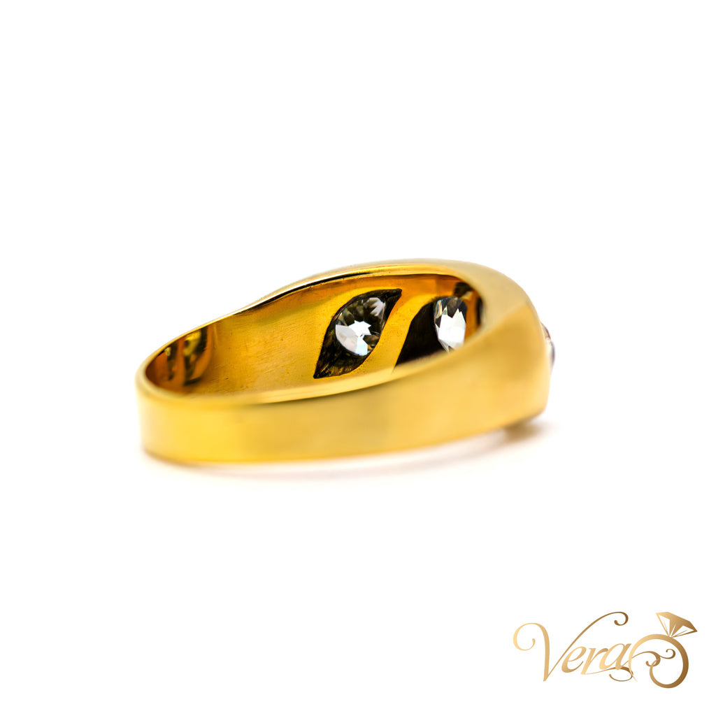 10K Yellow Gold Gypsy Ring with 1.50 ct Natural Diamond, Size 8, 6.42g