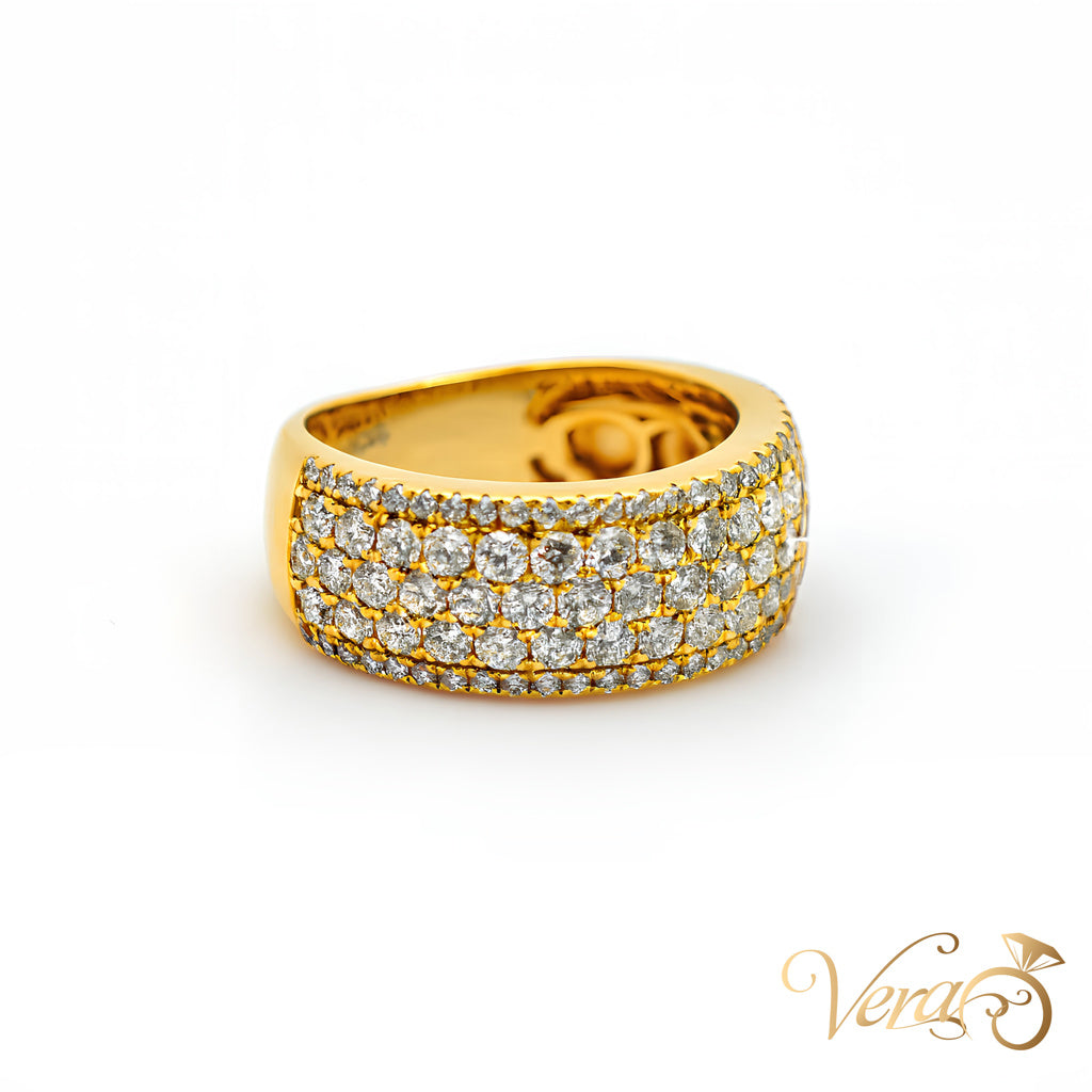 14K Yellow Gold Round Ring with 3.00 ct Natural Diamonds, Size 8.5, 7.0g