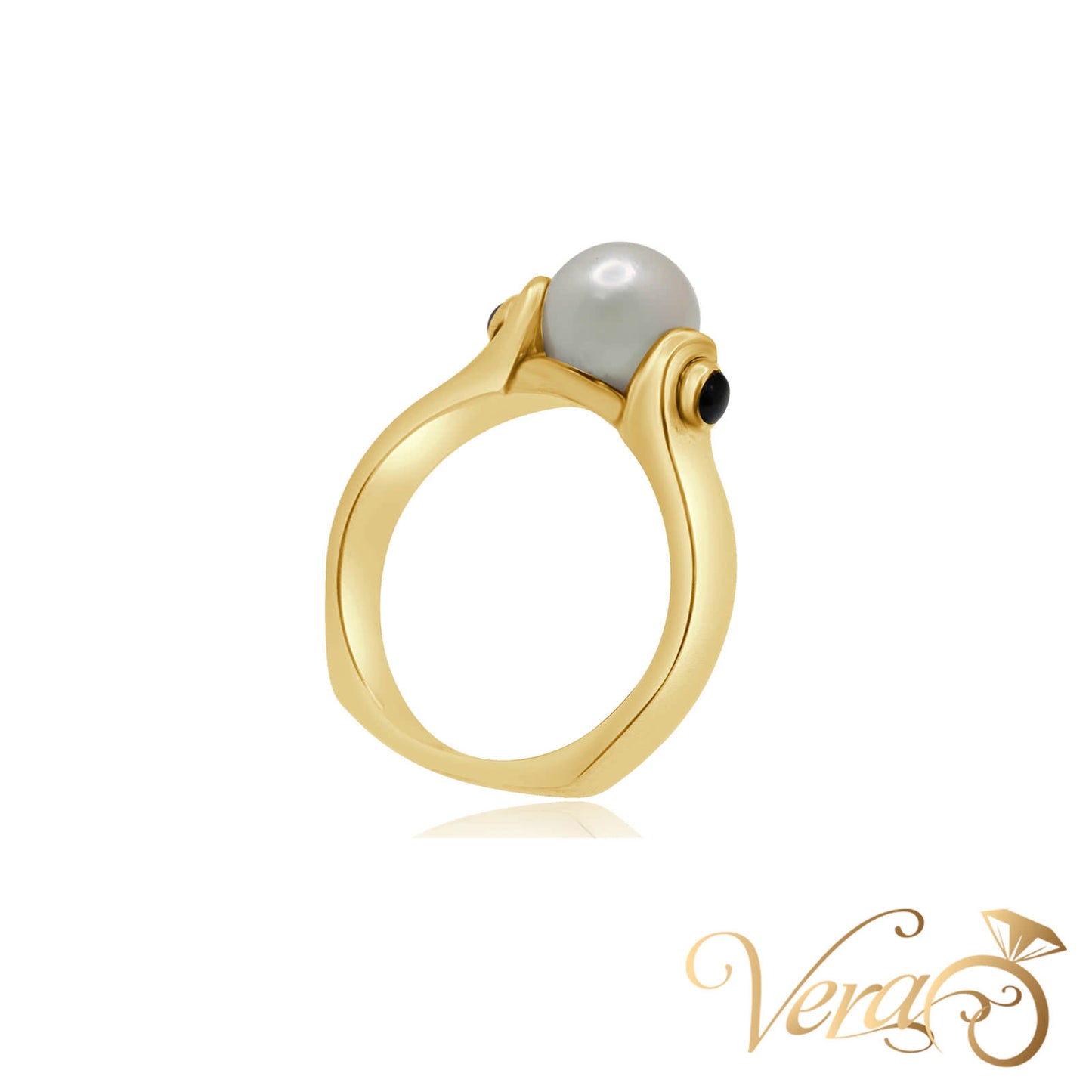14K YG Women Ring Sapphire & Pearl, Size 6.25, 5.6g