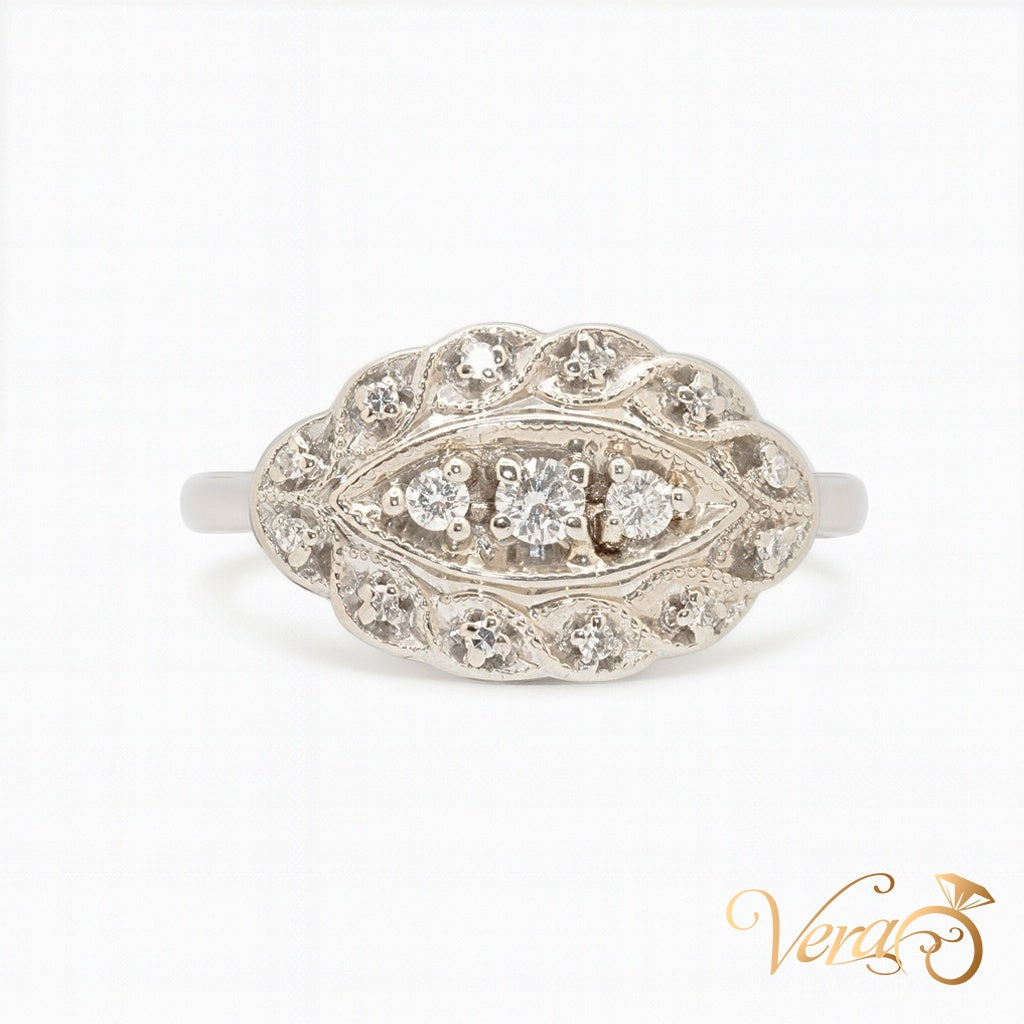 14K WG - 3.4g - NAT - Ring - 7.75 sz 0.25 ct - Diamond Cluster