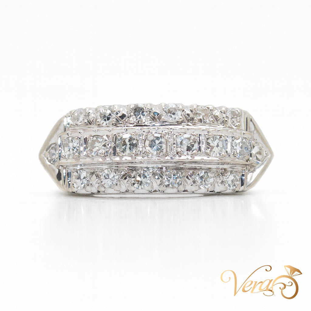 14K WG - 2.9g - NAT - Ring - 7.25 sz 0.60 ct - Pave Diamond Band