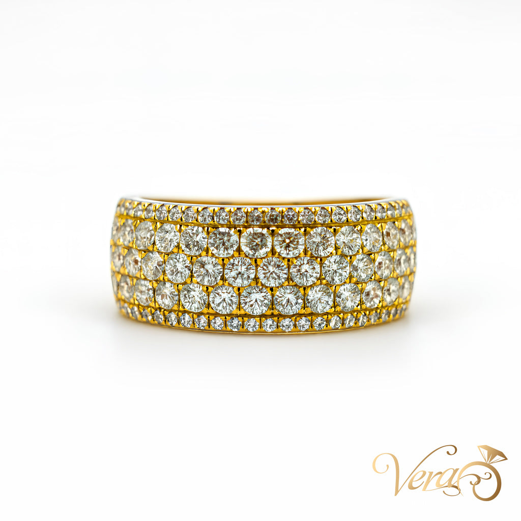 14K Yellow Gold Round Ring with 3.00 ct Natural Diamonds, Size 8.5, 7.0g
