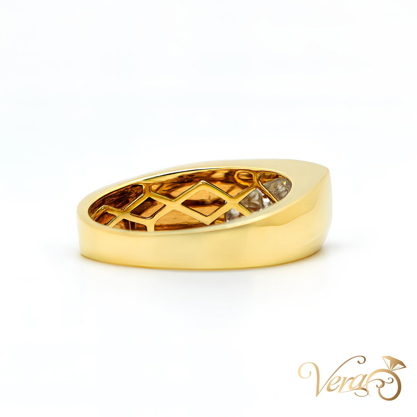 10K Yellow Gold Square Rolo Ring with 1.40 ct Natural Diamonds, Size 12, 8.8g