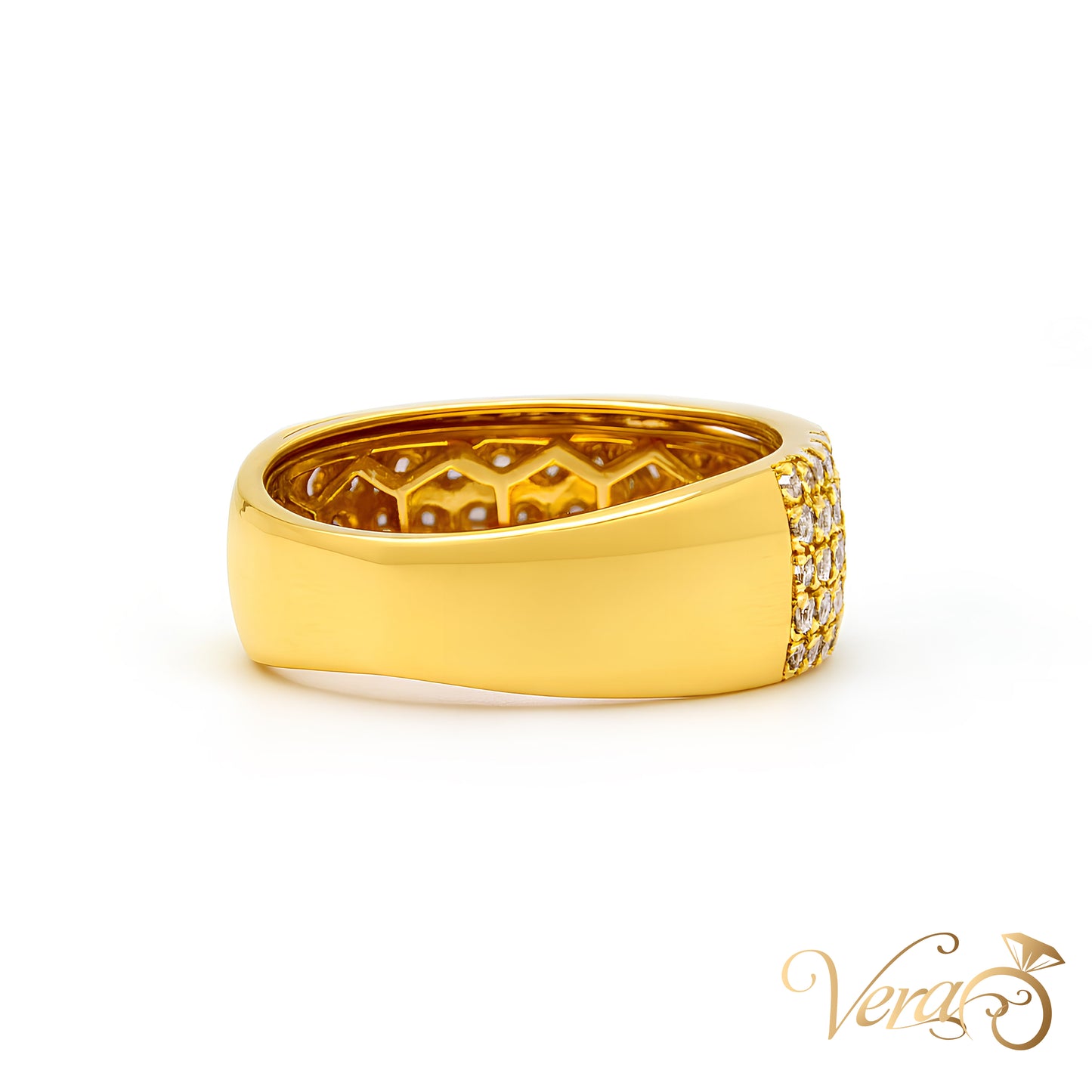 14K Yellow Gold Round Ring with 3.00 ct Natural Diamonds, Size 8.5, 7.0g