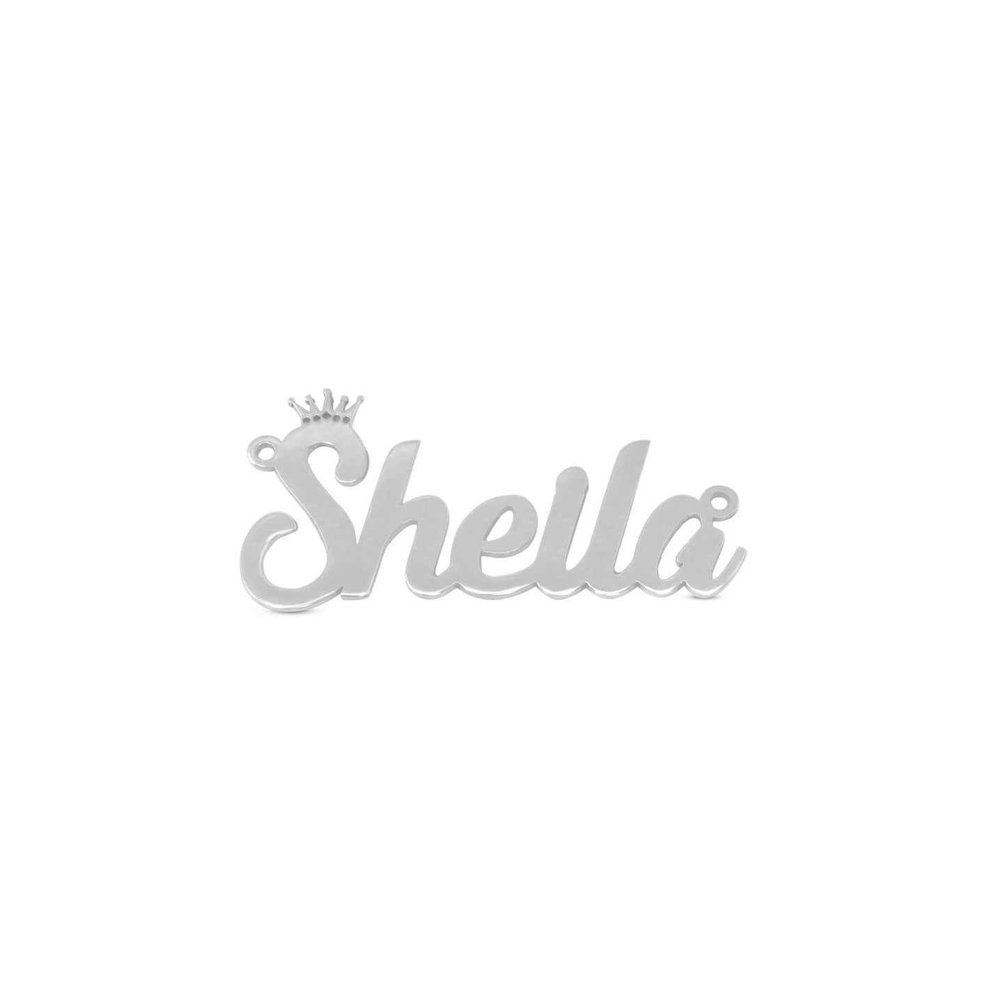 14K Curly Script Crown Name Pendant - Vera Jewelry in Miami