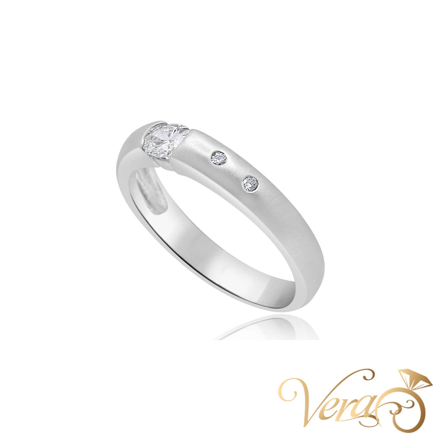 18K WG Band Ring 0.25 ct NAT, Size 7.25, 4.2g