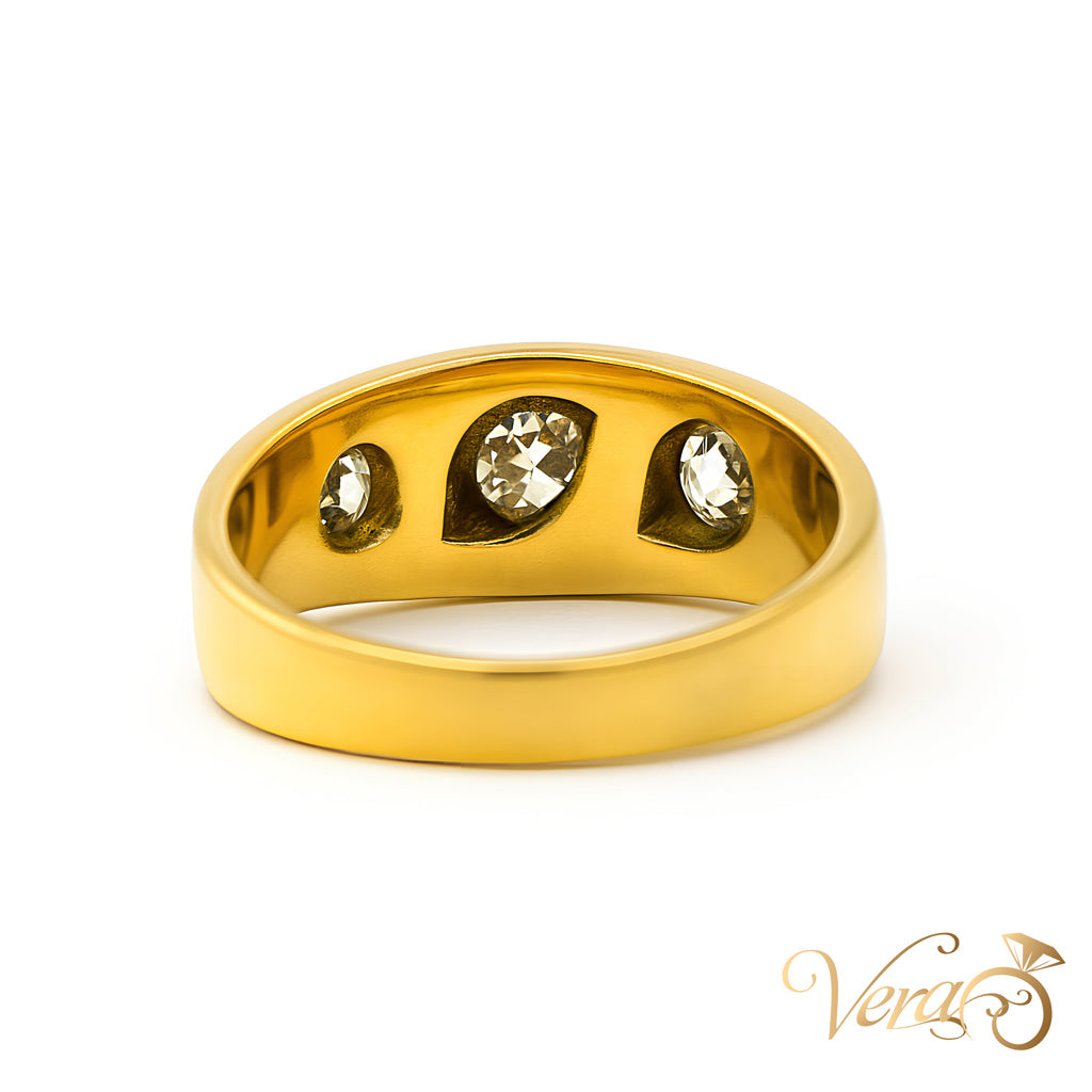 10K Yellow Gold Gypsy Ring with 1.50 ct Natural Diamond, Size 8, 6.42g