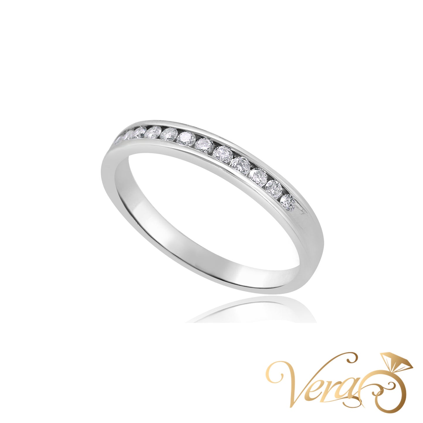 14K WG Band Ring 0.25 ct NAT, Size 7, 2.6g