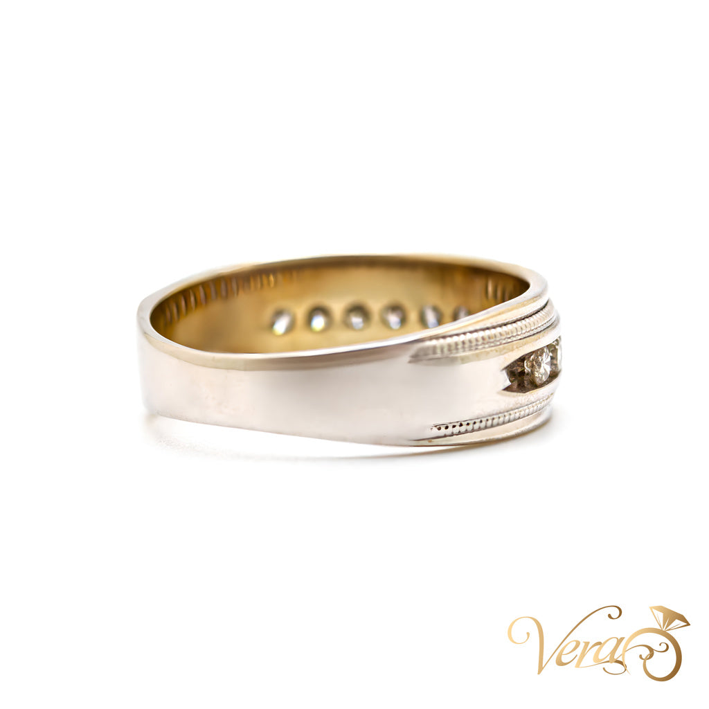 14K White Gold Wedding Band with 0.60 ct Natural Diamonds Size 8.75, 5.1g