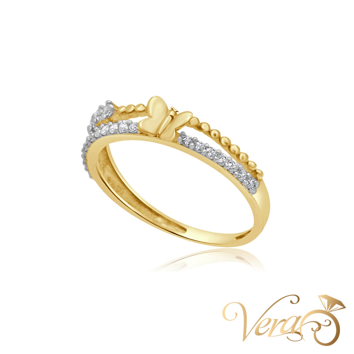 14K YG Women Ring CZ, Size 7, 1.3g