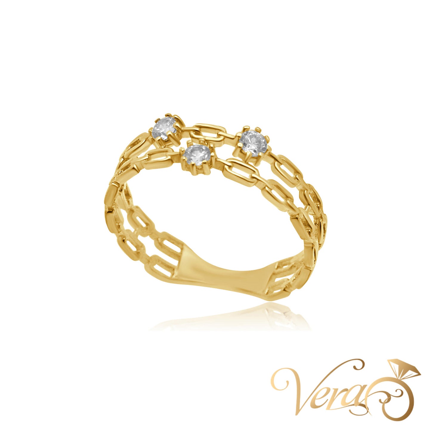 10K YG Women Ring CZ, Size 7.25, 1.3g