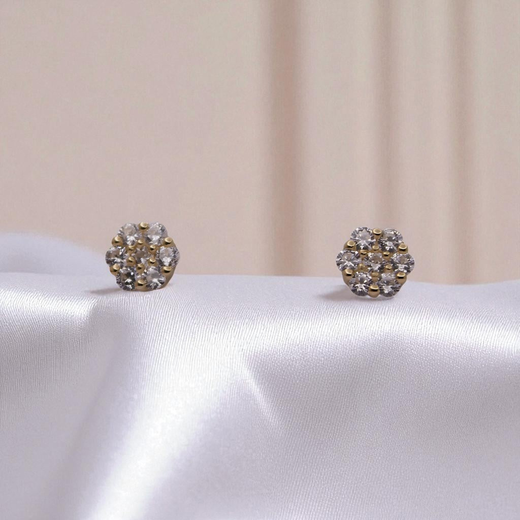 14K YG Hexagon Cubic Zirconia Earrings