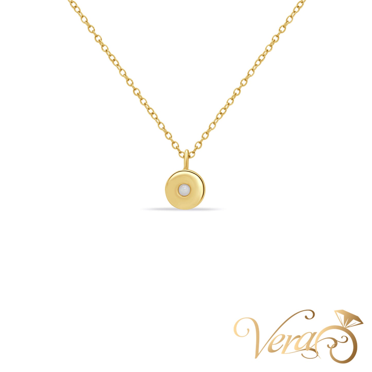 14K Yellow Gold Pearl Pendant Necklace 18", 1.71g - Vera Jewelry in Miami