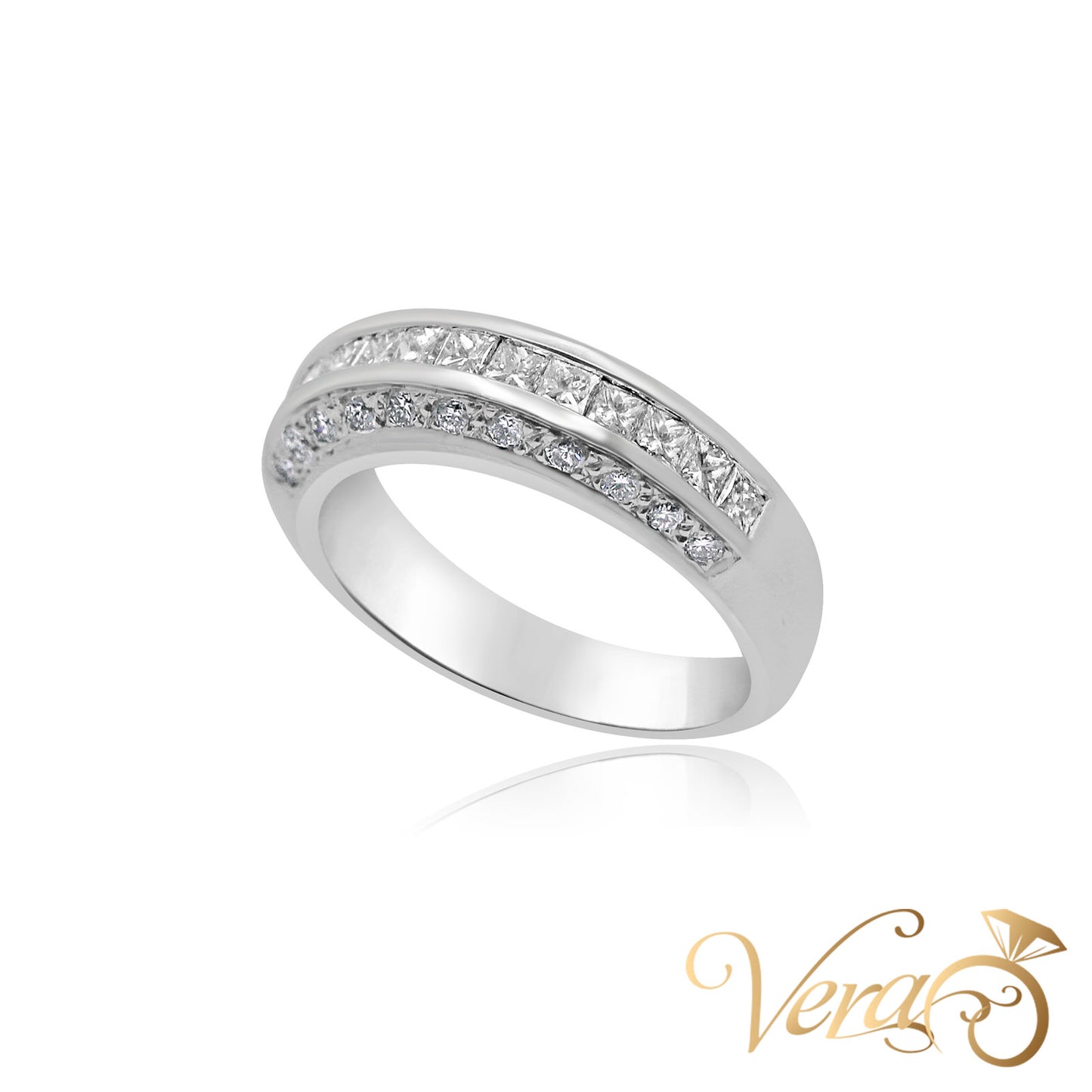 18K WG Women Ring 0.85 ct NAT, Size 6.5, 6.2g