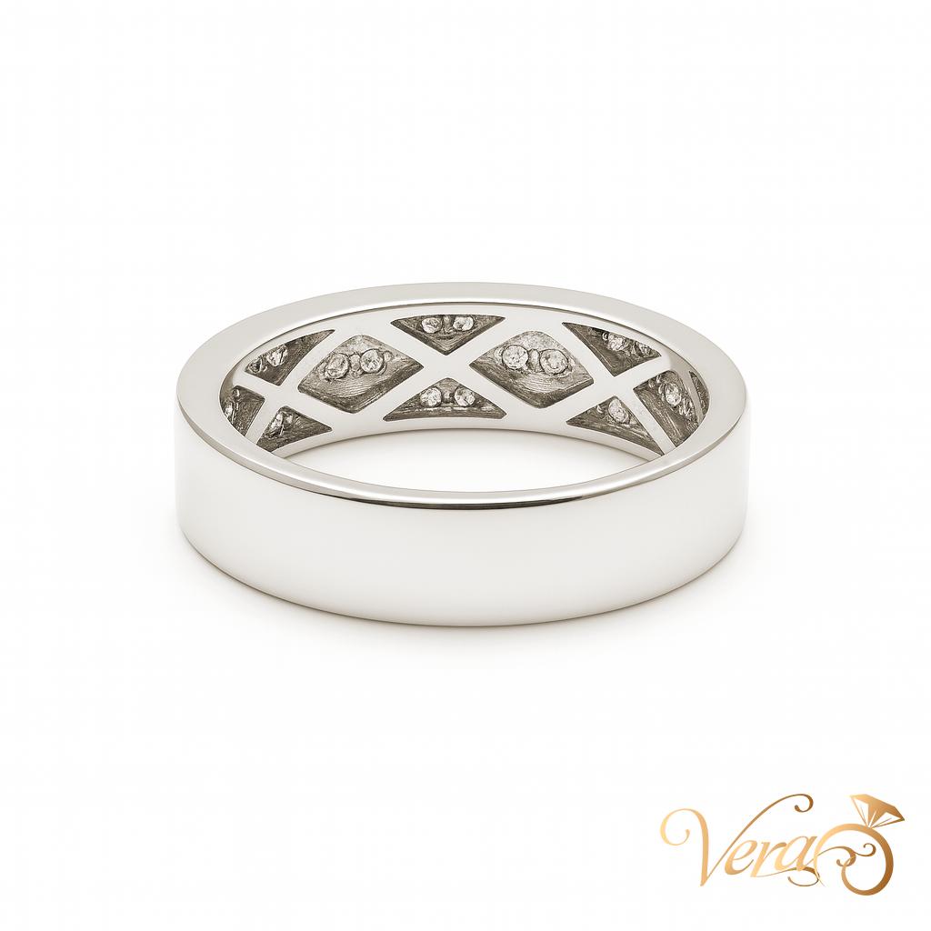 14K White Gold Pave Diamond Band Ring with 1.50 ct Natural Diamonds, Size 8, 5.38g - Vera Jewelry in Miami