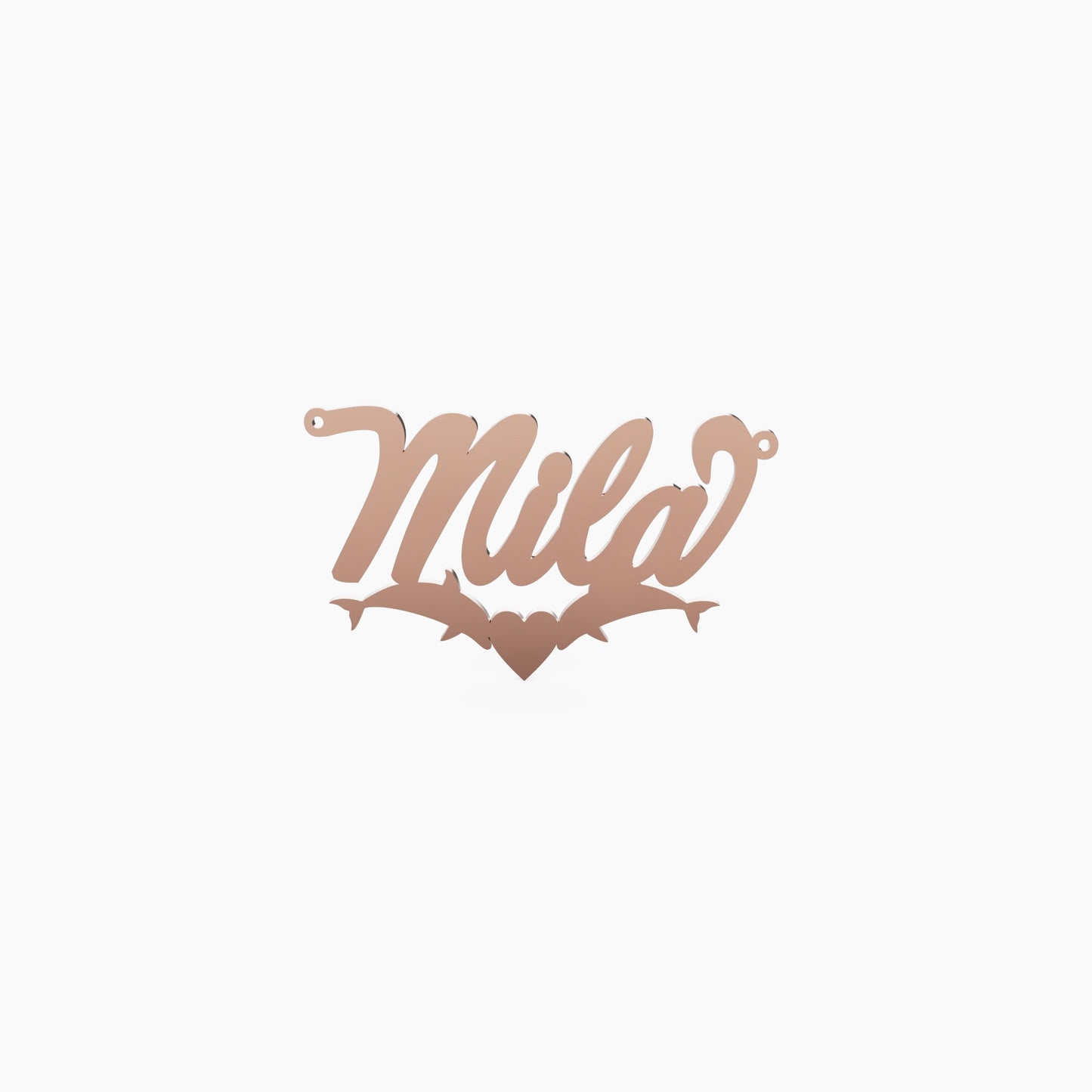 14K Solid Gold Cursive Name Dolphin Necklace - Vera Jewelry in Miami