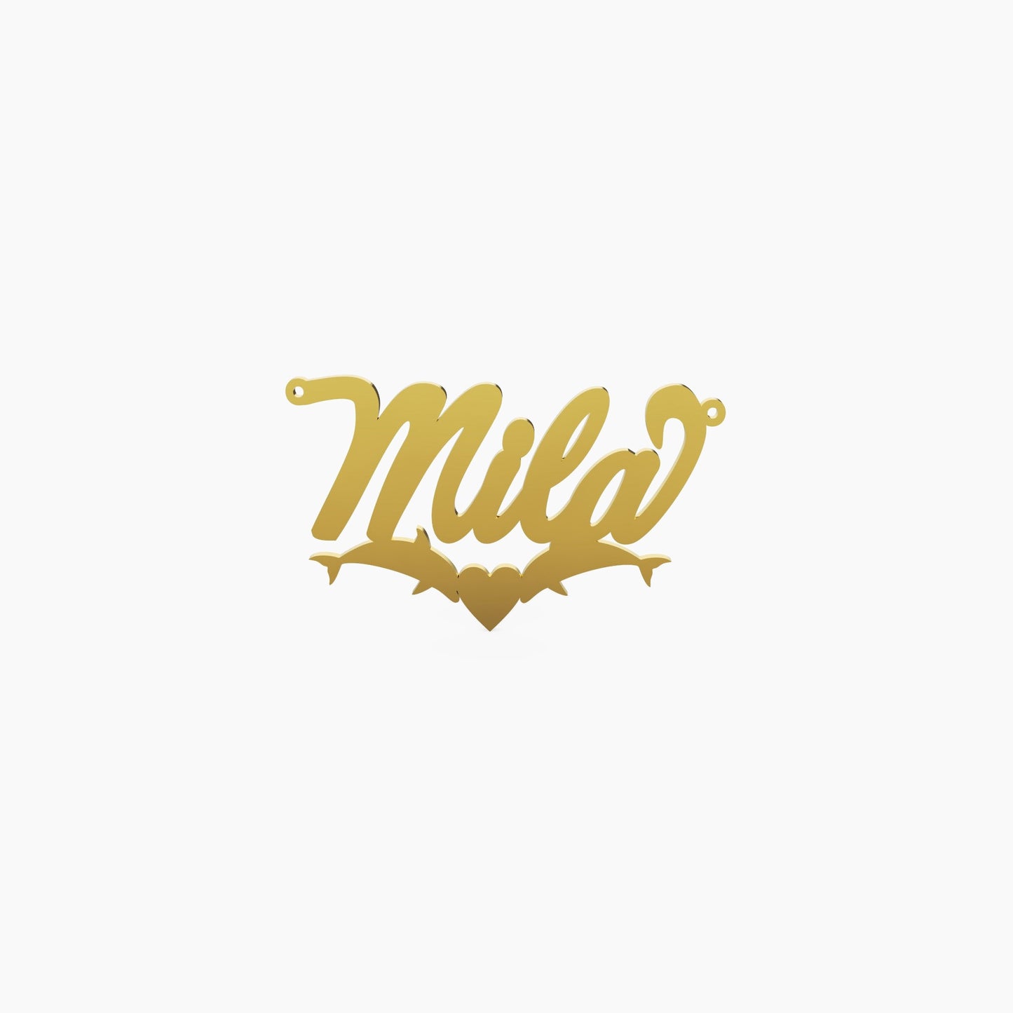 14K Solid Gold Cursive Name Dolphin Necklace - Vera Jewelry in Miami