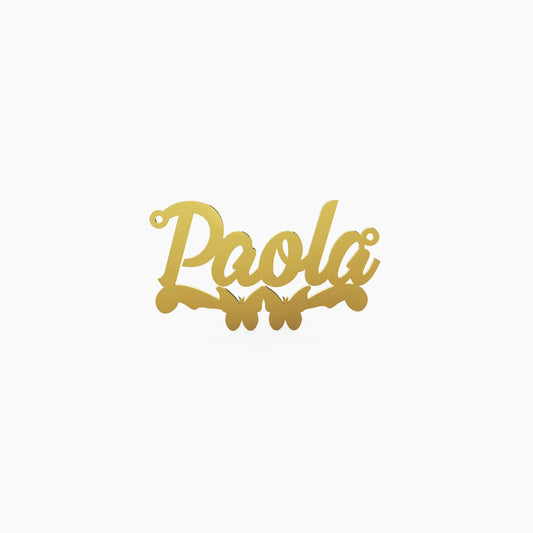 14K Solid Gold Cursive Name Butterfly Necklace - Vera Jewelry in Miami