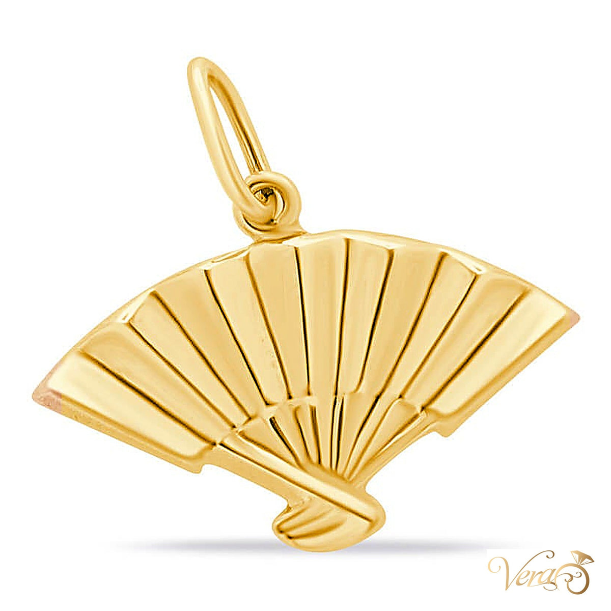 14K Yellow Gold Fan Pendant - alternate view