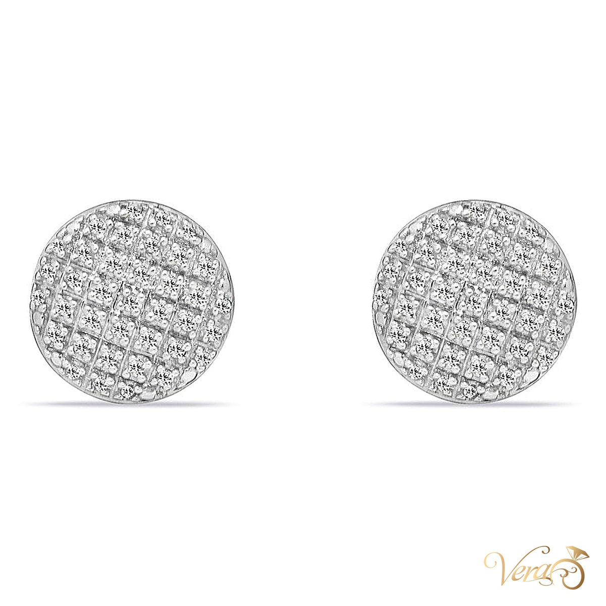 10K Yellow Gold Round Stud Earrings with 0.30 ct Natural Diamonds, 10mm, 1.9g - alternate view
