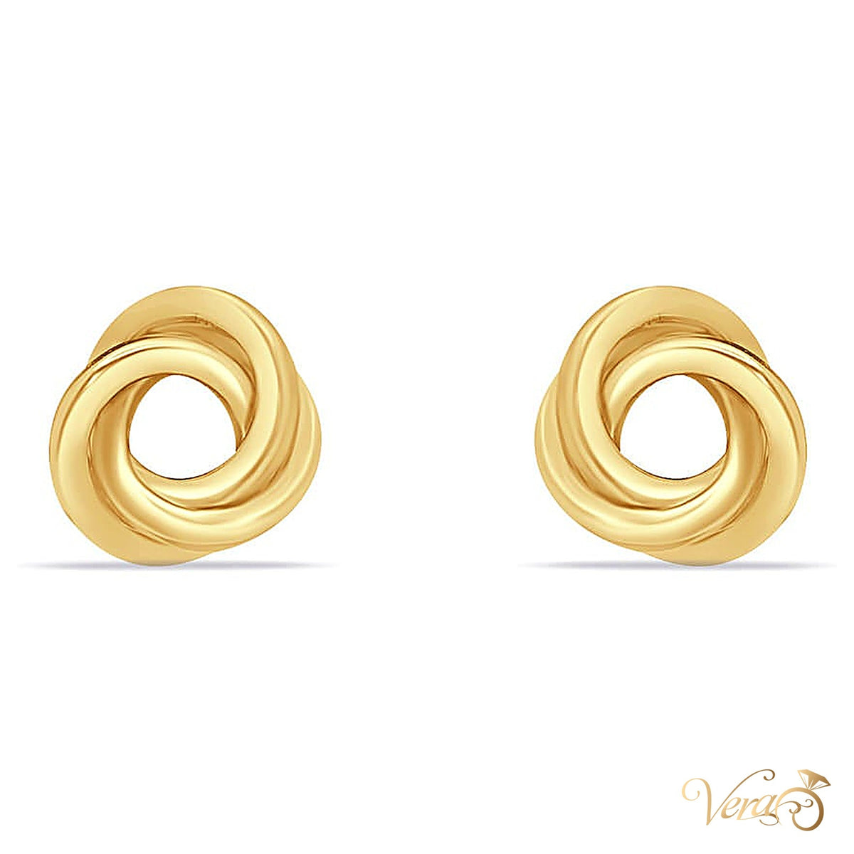 14K Yellow Gold Knot Stud Earrings, 8mm - alternate view