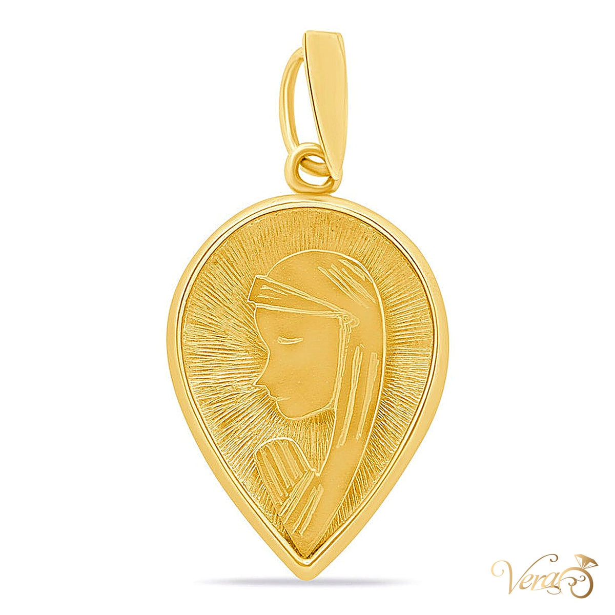 18K Yellow Gold Virgin Mary Pendant – 39mm - alternate view