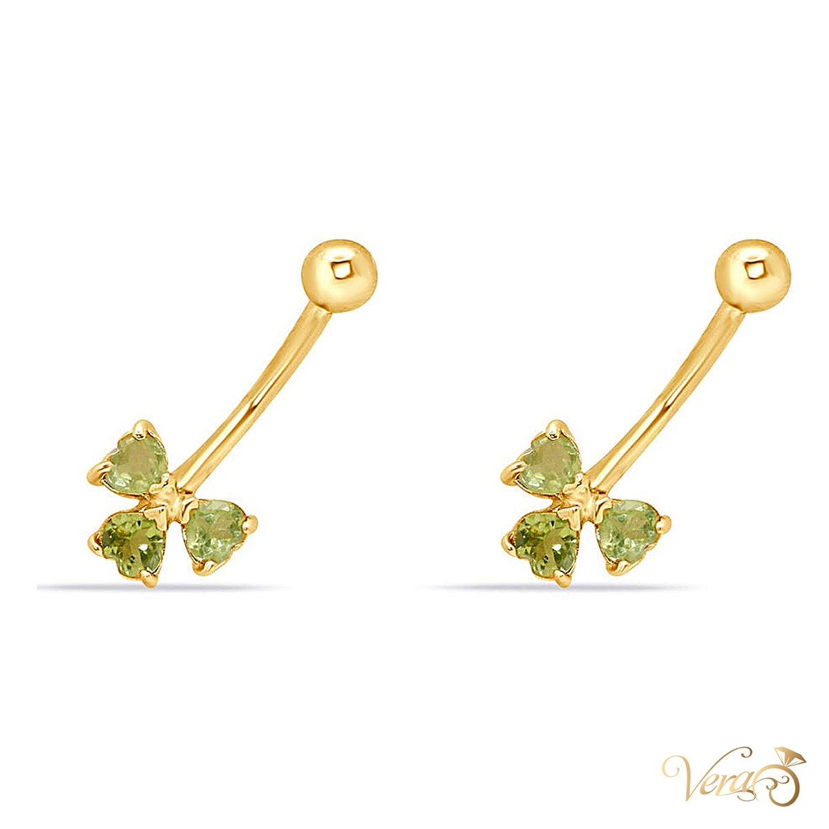14K Yellow Gold Belly Button Piercing with CZ - alternate view