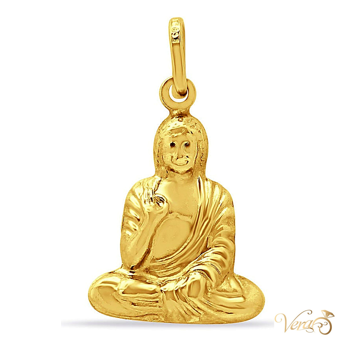 14K Yellow Gold Buddha Pendant – 25mm - alternate view