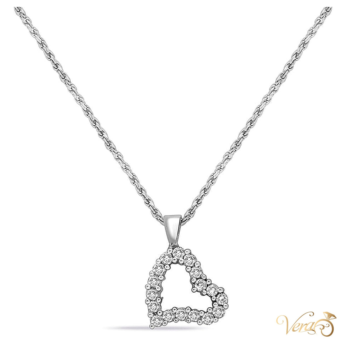 14K Yellow Gold Heart of Diamonds Pendant with Rope Chain – 0.50ct – 16" - alternate view