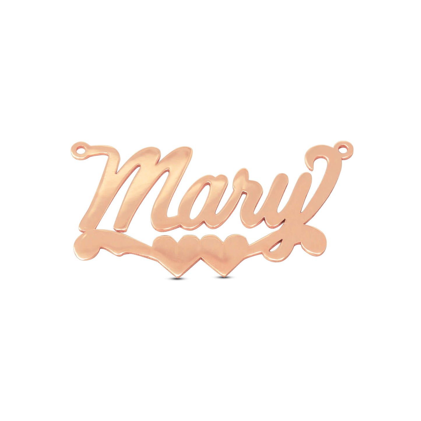 14K Bold Cursive Double Hearts Name Pendant - Vera Jewelry in Miami
