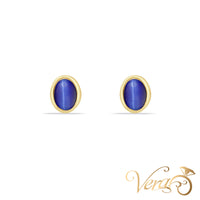 18K Yellow Gold Star Sapphire Stud Earrings, 10mm, 1.2g