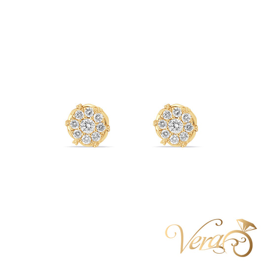 14K Yellow Gold Stud Earrings with Natural Diamonds, 10mm, 2.8g, 0.70 ct - Vera Jewelry in Miami