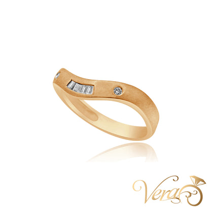 14K Rose Gold Band Ring with 0.06 ct Natural Diamond, Size 7, 2.1g