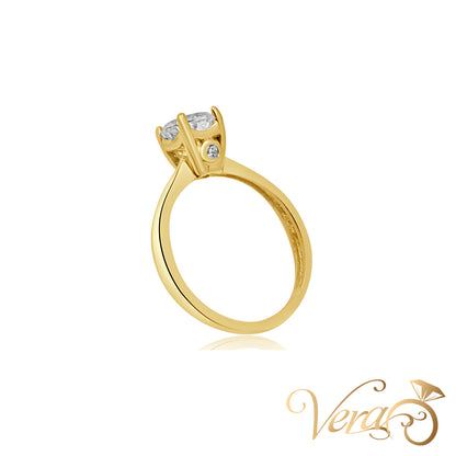 10K YG 2.6g CZ Ring 7.5 sz SOLITAIRE