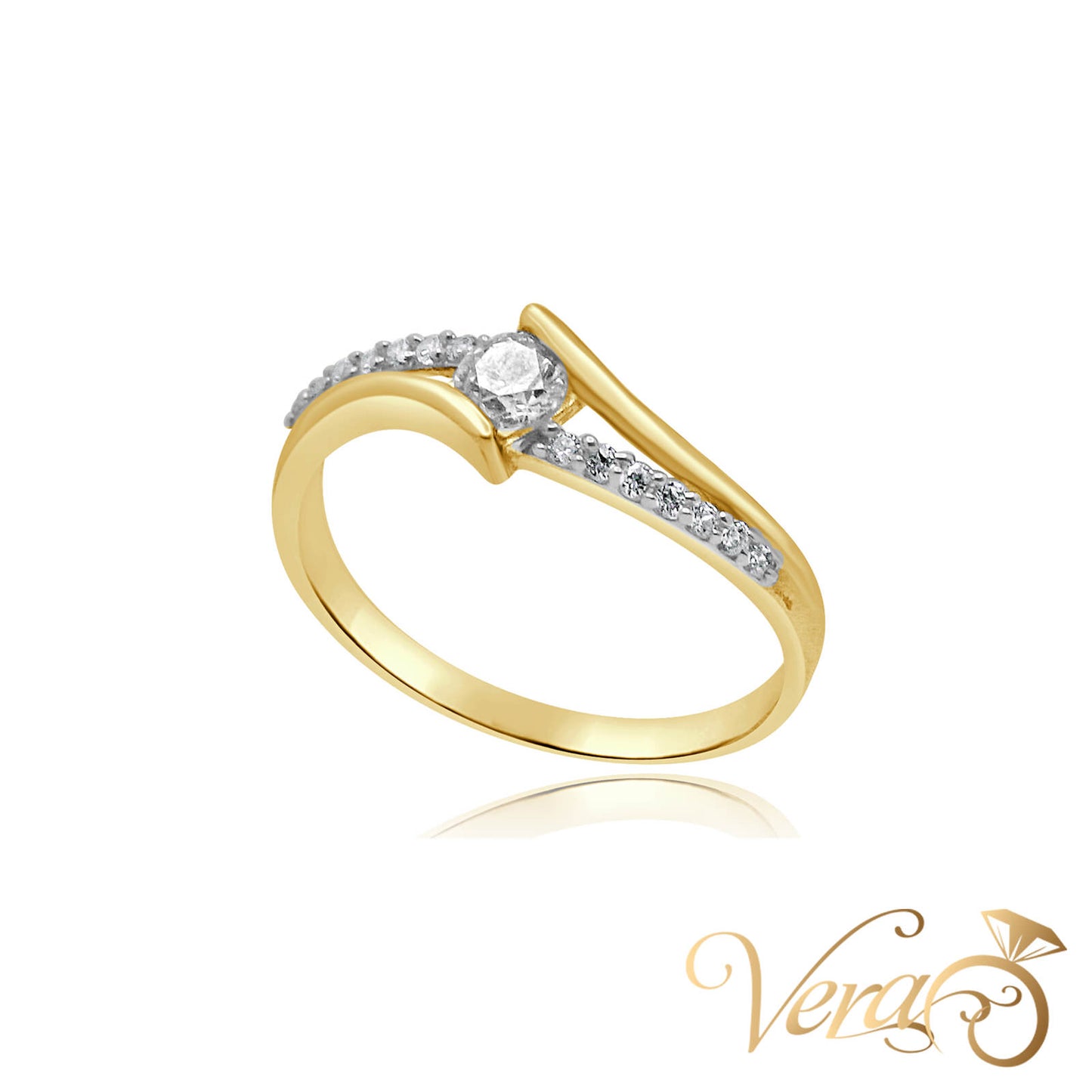 14K YG Women Ring CZ, Size 8.25, 1.9g
